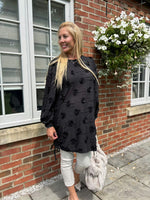 Black Textured Flower Dress Ella